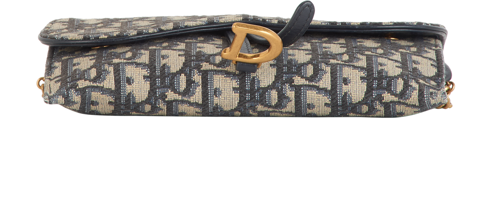 Oblique Saddle WOC, &pound;695, Handbags, Blue/Cream, Canvas/Leather, Top view